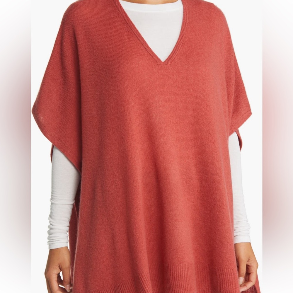 Nordstrom Coral V-Neck Poncho Sweater